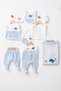 Gots Certified Fabric 100% Cotton Muslin Baby Boy Dolphin Embroidered Hospital Discharge Set of 10