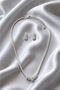 Crystal Stone Waterway Necklace and Triple Drop Earrings Set – Silver Color - 2