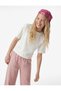Girl's Short Sleeve Crew Neck T-Shirt with Bow and Stone Detail - 4