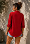 Women's Oversize Linen Textured Long Loose Shirt - 3
