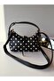 Women's Black-White Polka Dot Baguette Bag Retro Shoulder and Hand Bag