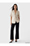 Two Mt Shop Quality Lcw Studio Brown Linen Plain Standard & Regular Women's Blazer Jacket - 2