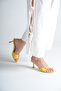 9cm Women's Heel Slippers with Yellow Satin Buckle - 2