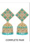 Antique Golden Geometric Square Drop Jhumka Earrings | Festive Wear Turquoise Stone Beads Chandelier Earrings | Tribal Statement Jewelry