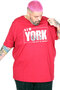 Mode XL Large Size T-Shirt with Bis Collar New York U26119 Bordo - 2