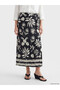 Black Tie-Waist Patterned Skirt - 2