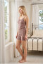 Women's Rope Strap Shorts Pajama Set Lace Detailed Cotton Soft Comfortable Home Wear Set - 2