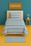 Sna Shop Ezgi Single Patterned Duvet Cover Set, Chevron Pattern, Blue, 155 X 230 Cm, Pillowcase - 2