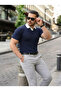 Men's Collar Detailed Patterned Textured Knitwear T-Shirt