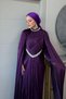 Diana Cape Detail Evening Dress Purple - 2