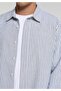 Regular Fit Shirt Neck Striped Men's Blue Long Sleeve Shirt - 4