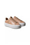 Women's Platform Sole Ck Logo Leather Beige Sneaker - 2
