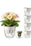 5 Pcs 4 inch Self Watering Plant Pots Set with Automatic Water Reservoir, Drainage Holes