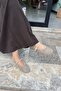 Laser Cut Genuine Leather Women's Ballerinas Beige - 2