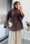 Premium Side-Tie Striped Modal Tunic - Brown - 4