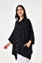 Women's Black Italian 100% Linen Plus Size Poncho Linen Shirt Size 42 - 52 - 2