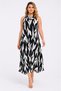 Women's Plus Size Black, Collar Metal Brooch Detail, Leaf Pattern Woven Viscose Dress 65N39586 - 3