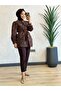 3485 Embossed Patterned Jacket Brown - 2