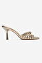 Women's Pointed Toe Thin Heeled Gold Buckle Stylish Slippers Kelis Gold - 3