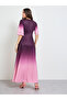 Ombre Print V-Neck Short Sleeve Maxi Dress - 5