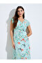 Green Floral Print V Neck Maxi Dress - 2