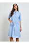 Blue Pocketed Knee Length Dress - 3