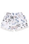 Baby Girl Ecru Blue Ribbed Floral Patterned Scalloped Muslin Shorts 2-Piece Set - 3