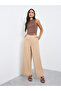 Brown Ribbed Top and Wide Leg Pants Co-Ord Set