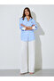 Blue Striped Longline Oversized Shirt - 2