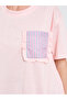 Pink Striped Ruffle Edge Pocket T-Shirt and Straight Pyjama Set - 4