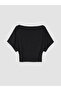Xside Black Boat Neck Women's T-Shirt - 6