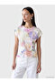 Pink Crew Neck Floral Women's T-Shirt - 2