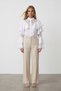 Women's White Layered Valon Lace Detailed Design Woven Shirt Alc-X15575 - 6