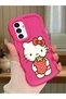Samsung Galaxy A04S Compatible Case Camera Protector Red Silicone Couple Phone Case Kitty Pattern
