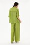 Women's Apple Green Italian 100% Linen Floral Embroidered Trousers - Linen Suit with Shirt Size 40 - 44 - 3
