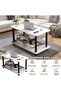 Coffee Table 2 Tier Wooden Coffee Table Modern Sofa Table with Open Storage Space Center Table for Living Room Office Bedroom Reception Room (60 * 30 * 53cm) - 4