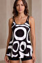New Season Women's Strappy Round Neck Patterned Diver Blouse and Leggings Two-Piece Set