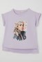 Girl's Short Sleeve T-Shirt with Nature Theme and Girl Figure, Ages 10-16, Lilac - 3