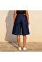 Mid-Rise Denim Cotton Culotte Shorts - 4