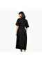 Lapel Collar Midi Cotton Shirt Dress with Tie-Up Belt - 6