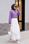 Elastic Waist Asymmetrical Ruffled Lined Voile Skirt -White - 5