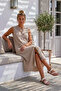 Beige Hakim Collar Sleeveless Buttoned Pocketed Casual Muslin Woven Dress 113 60 - 5