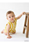 Crew Neck Striped Baby Boy Combed Cotton Jumpsuit