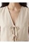 Tied Linen Blend Women's Vest (S6) - 3