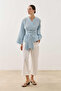 Double-Breasted Plaid Cotton Dress Blue - 4