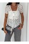 Women's Lace Detailed Transparent Blouse White - 3