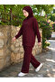 Women's Islamic Clothing Summer Thin Fabric Self-Line Detailed Crew Neck Tunic Top and Bottom Set - 2