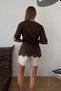 Women's Crew Neck Skirted Lace Detailed T-Shirt Brown - 26Y 26988 - 4