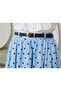Belt Detail Polka Dot Skirt-Blue - 3