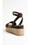 Zaren Women's Wedge Heel Sandals Straw Sole Open Toe Single Strap Ankle Strap Espadrille Summer - 7